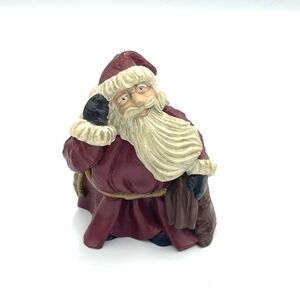 Vintage Hand Painted Resin Santa 3.75" H Salute